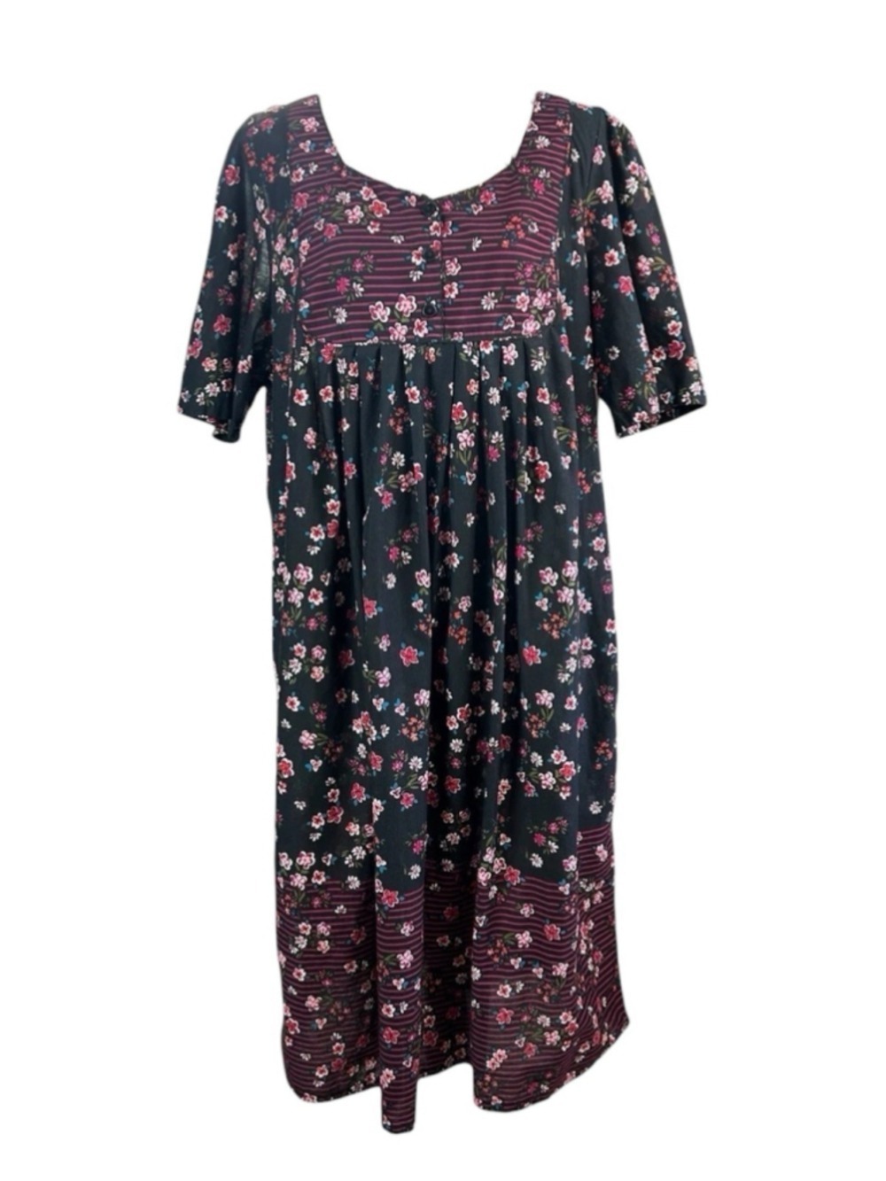 Vintage 90s Only Necessities Floral House Dress MooMoo Cottagecore Cotton Plus - Picture 2 of 8